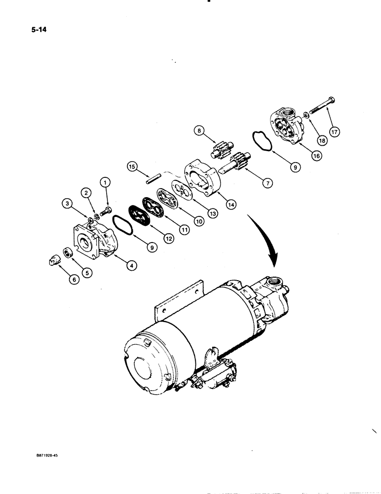 Схема запчастей Case W11B - (5-014) - L78440 AUXILIARY STEERING PUMP (05) - STEERING