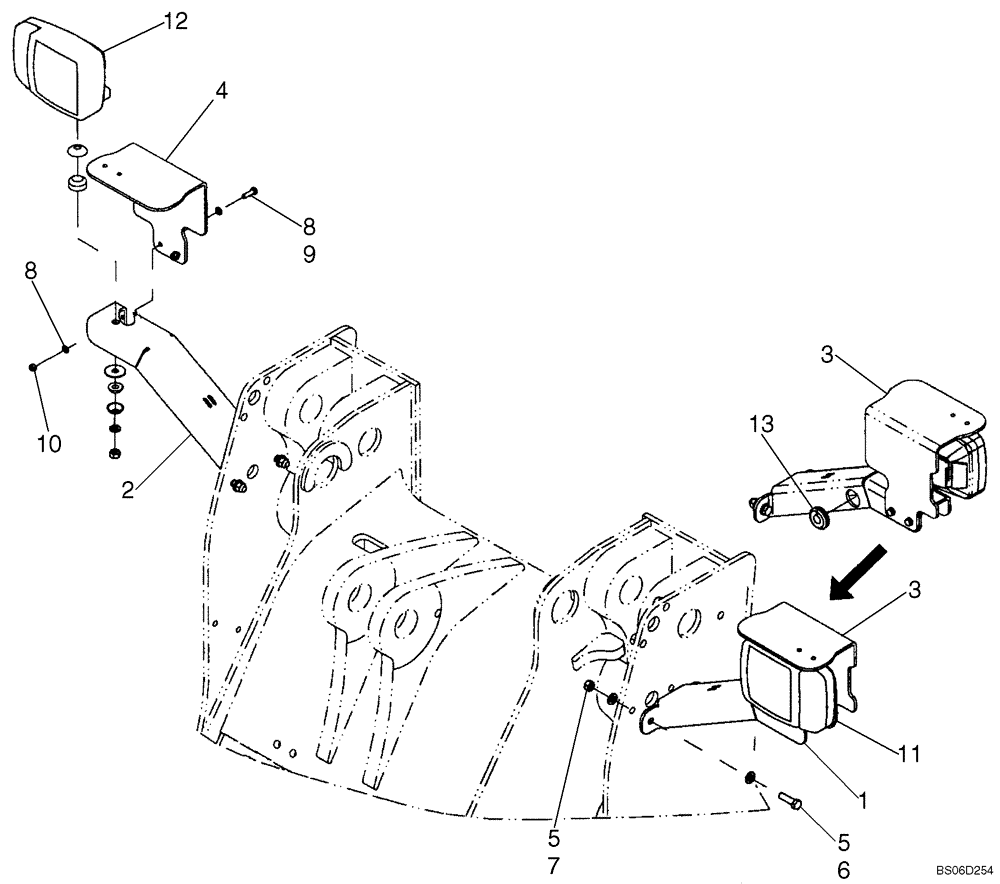 Схема запчастей Case 821E - (04-18A) - MOUNTING - LAMP, FRONT (04) - ELECTRICAL SYSTEMS