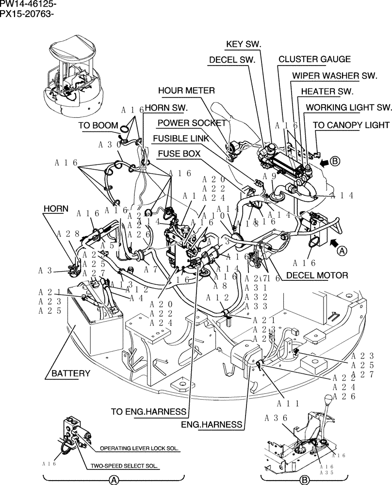 Схема запчастей Case CX36B - (312-72[1]) - ELEC ASSEMBLY, UPP (ANGLE DOZER) (06) - ELECTRICAL