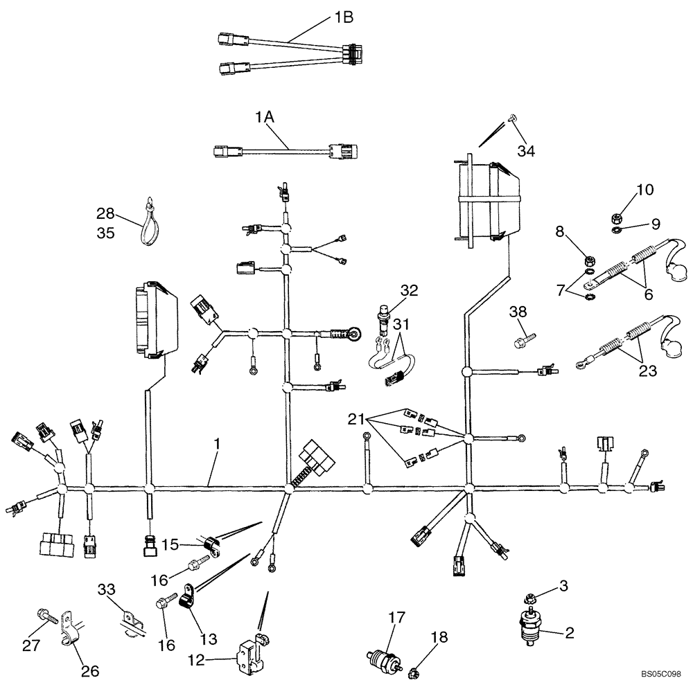 Схема запчастей Case 580SM - (04-04) - HARNESS, ENGINE - MOUNTING AND CONNECTIONS (04) - ELECTRICAL SYSTEMS