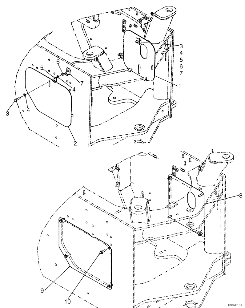 Схема запчастей Case 721E - (09-25) - FRAME, REAR - COVERS (09) - CHASSIS