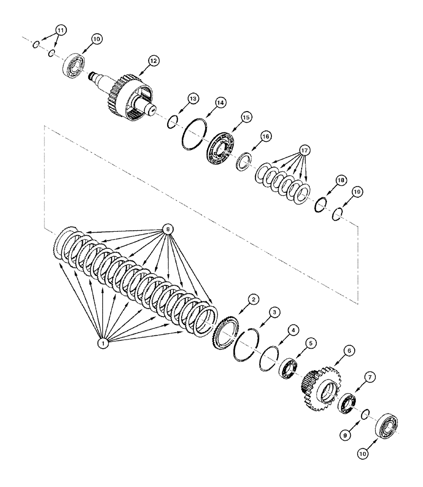 Схема запчастей Case 865 DHP - (6-020) - TRANSMISSION - 3RD SPEED AXLE (06) - POWER TRAIN