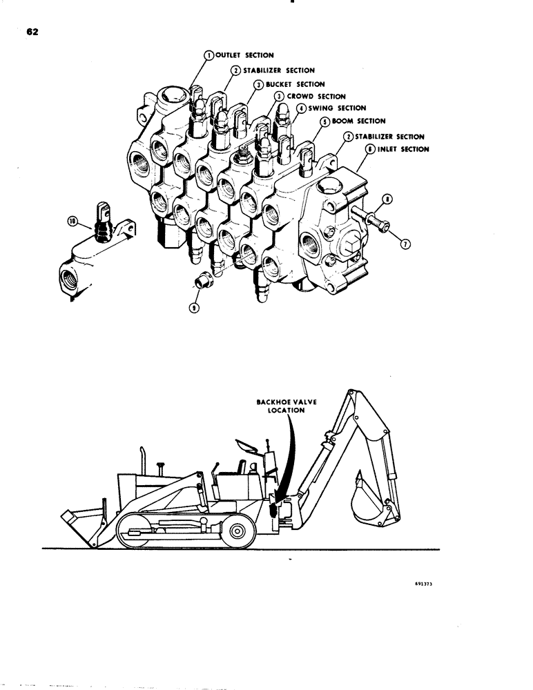 Схема запчастей Case 26C - (062) - D39047 BACKHOE CONTROL VALVE 