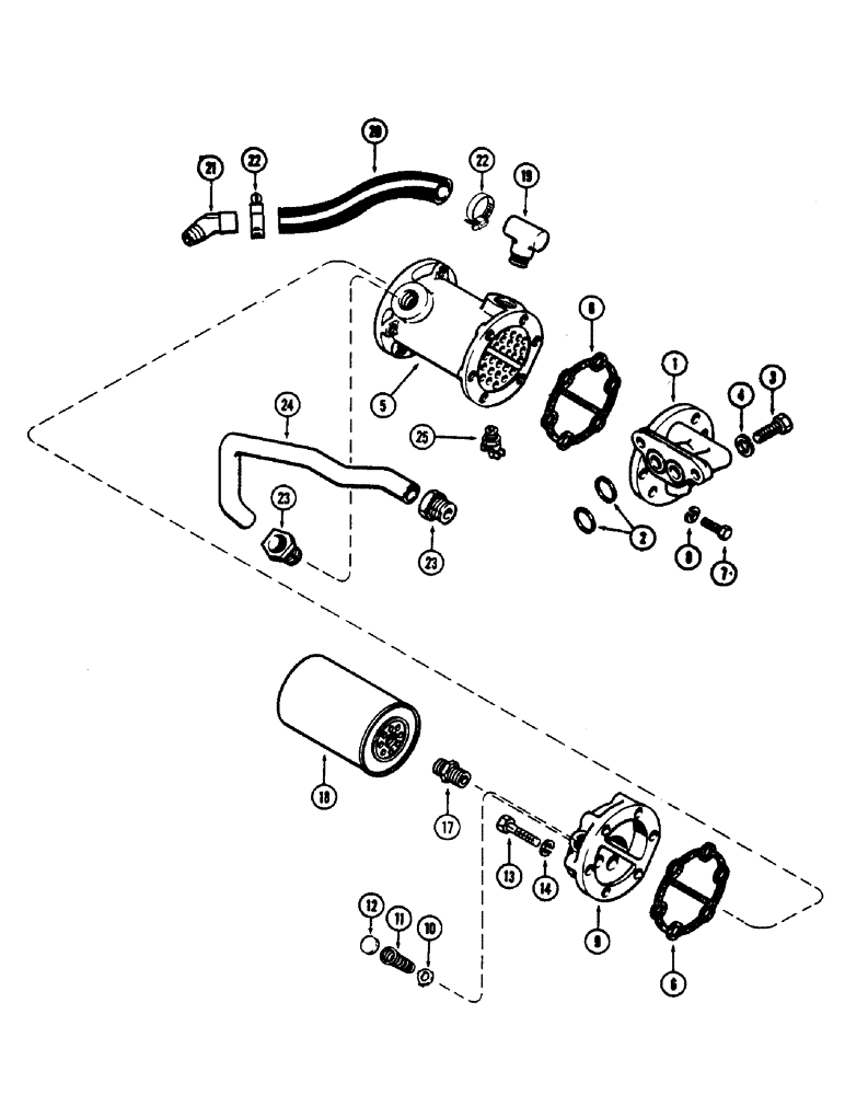 Схема запчастей Case 600 - (042) - OIL FILTER AND HEAT EXCHANGER, (336BD) AND (336BDT) DIESEL ENGINES (01) - ENGINE