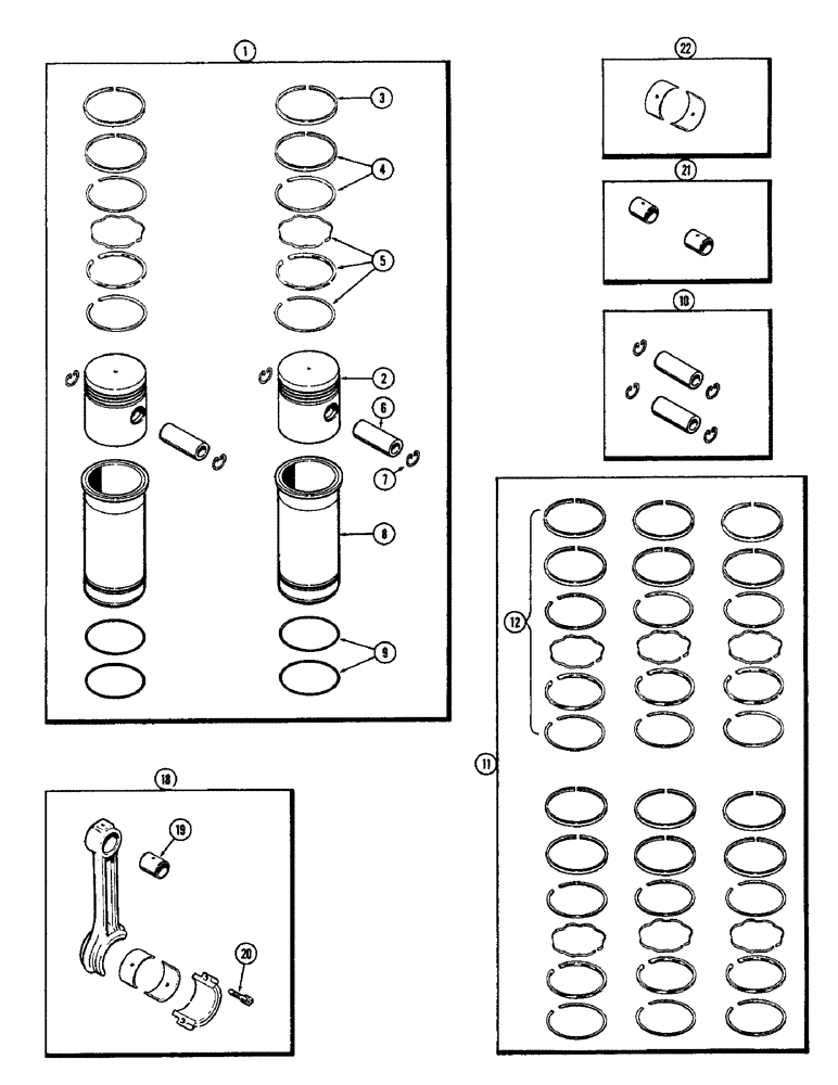 Схема запчастей Case W8B - (034) - PISTON ASSEMBLY AND CONNECTING RODS, (377) SPARK IGNITION ENGINE (01) - ENGINE