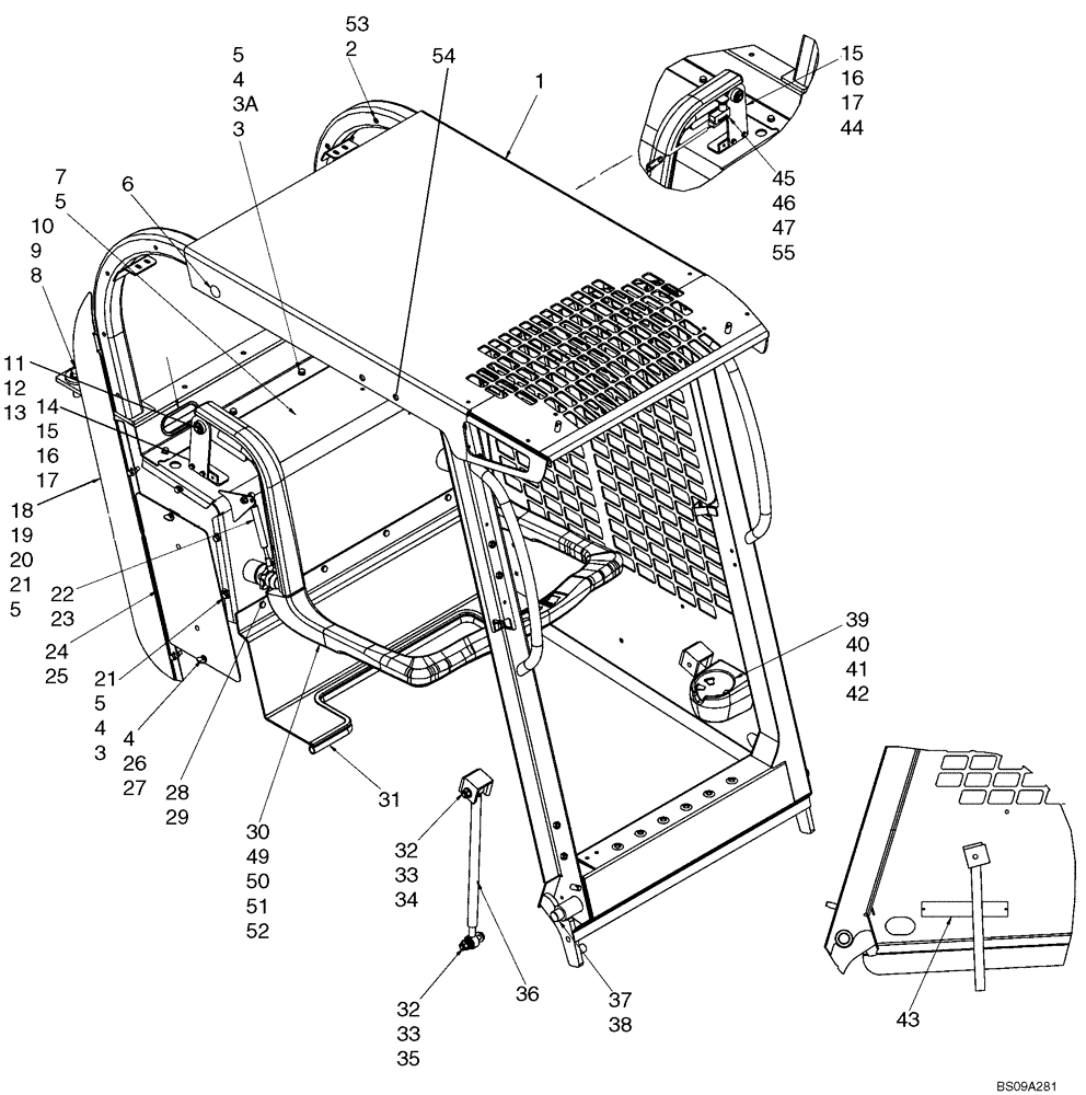 Схема запчастей Case 465 - (09-16) - CAB - FRAME AND SEAT BAR (09) - CHASSIS