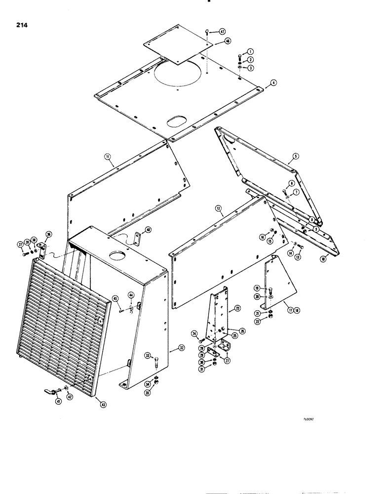 Схема запчастей Case W20 - (214) - GRILLE AND HOOD (09) - CHASSIS