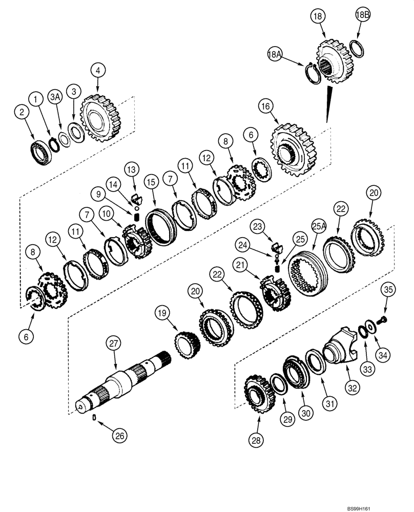 Схема запчастей Case 588G - (06-46) - TRANSMISSION (329081A1,A2,A3, 329082A1,A2,A3 OR 87456845, 846, 87396486, 487) - SHAFT, SECONDARY (06) - POWER TRAIN