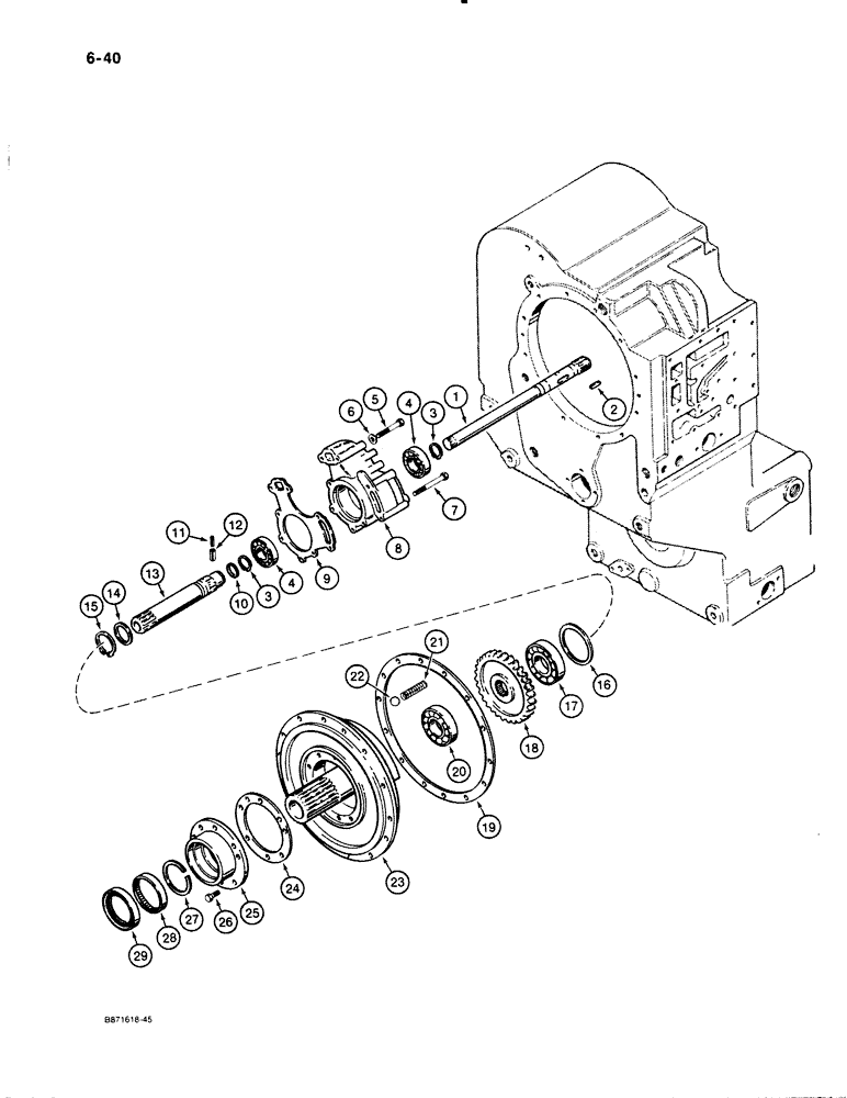 Схема запчастей Case W30 - (6-40) - ZF TRANSMISSION, INPUT GEAR, PUMP AND OUTPUT SHAFT (06) - POWER TRAIN