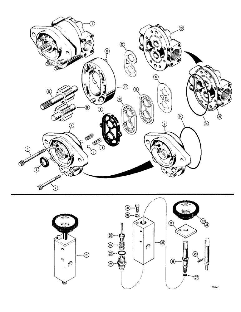 Схема запчастей Case 33 - (204) - D41390 HYDRAULIC PUMP, STANDARD BACKHOE MODELS BEFORE SN.4176351 