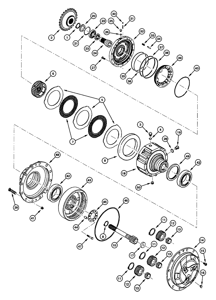 Схема запчастей Case 865 - (06.34[00]) - REAR AXLE CLARK - PLANTARY REDUCTION AND SERVICE BRAKE (06) - POWER TRAIN