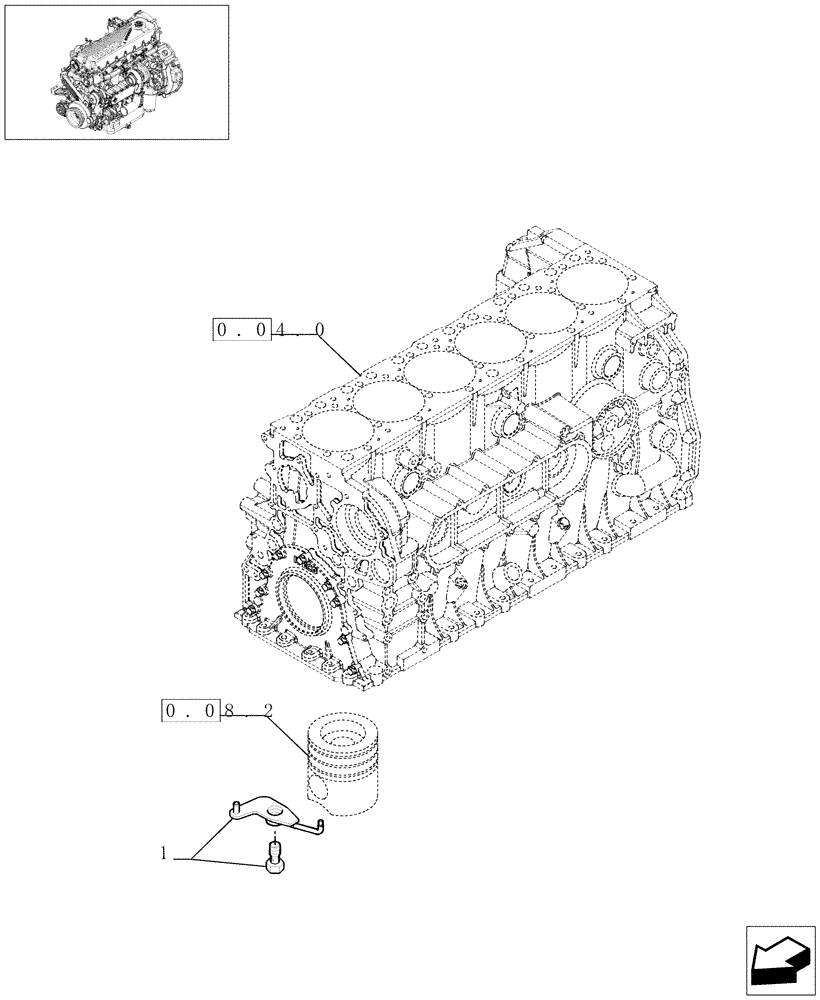 Схема запчастей Case F2CE9684E E002 - (0.04.14[01]) - CYLINDER BARREL LUBRICATION NOZZLE (504129847) 