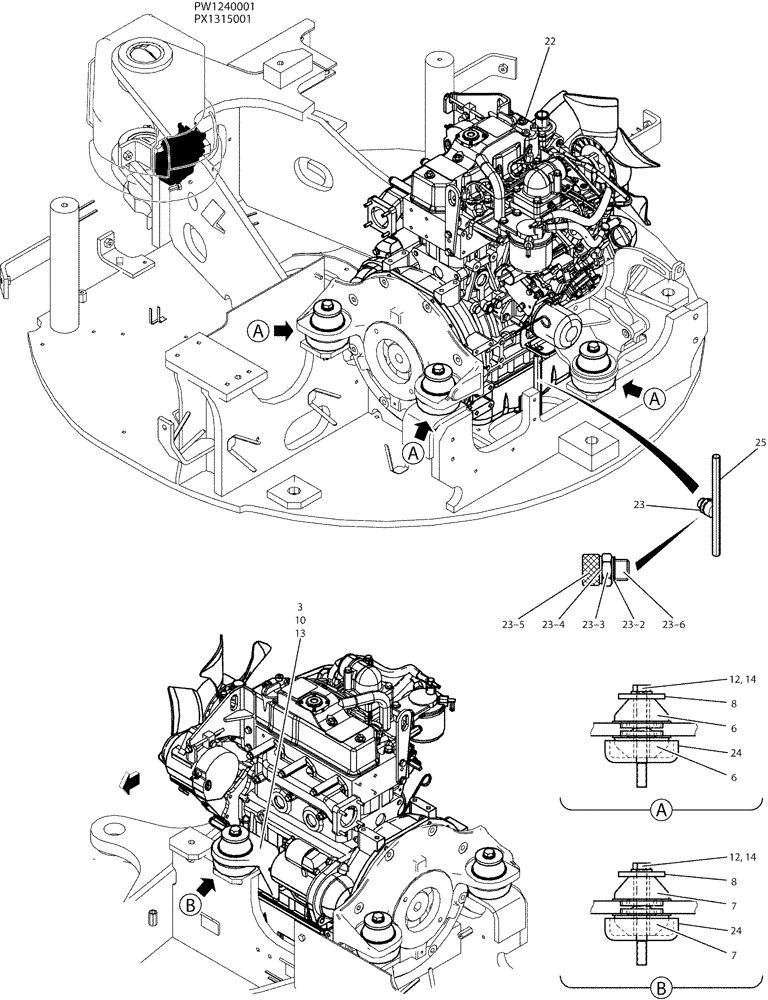 Схема запчастей Case CX36B - (05-002) - ENGINE INSTAL (COOLER) (10) - ENGINE