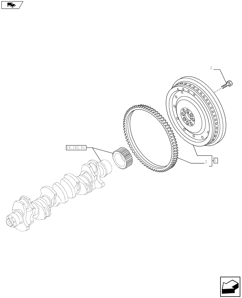 Схема запчастей Case F2CE9684E E017 - (10.103.02) - FLYWHEEL (504129521) (01) - ENGINE