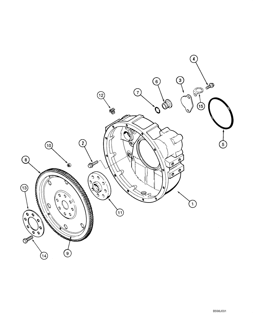 Схема запчастей Case 580SM - (02-21) - FLYWHEEL AND HOUSING - 4T-390 EMISSIONS CERTIFIED ENGINE (02) - ENGINE