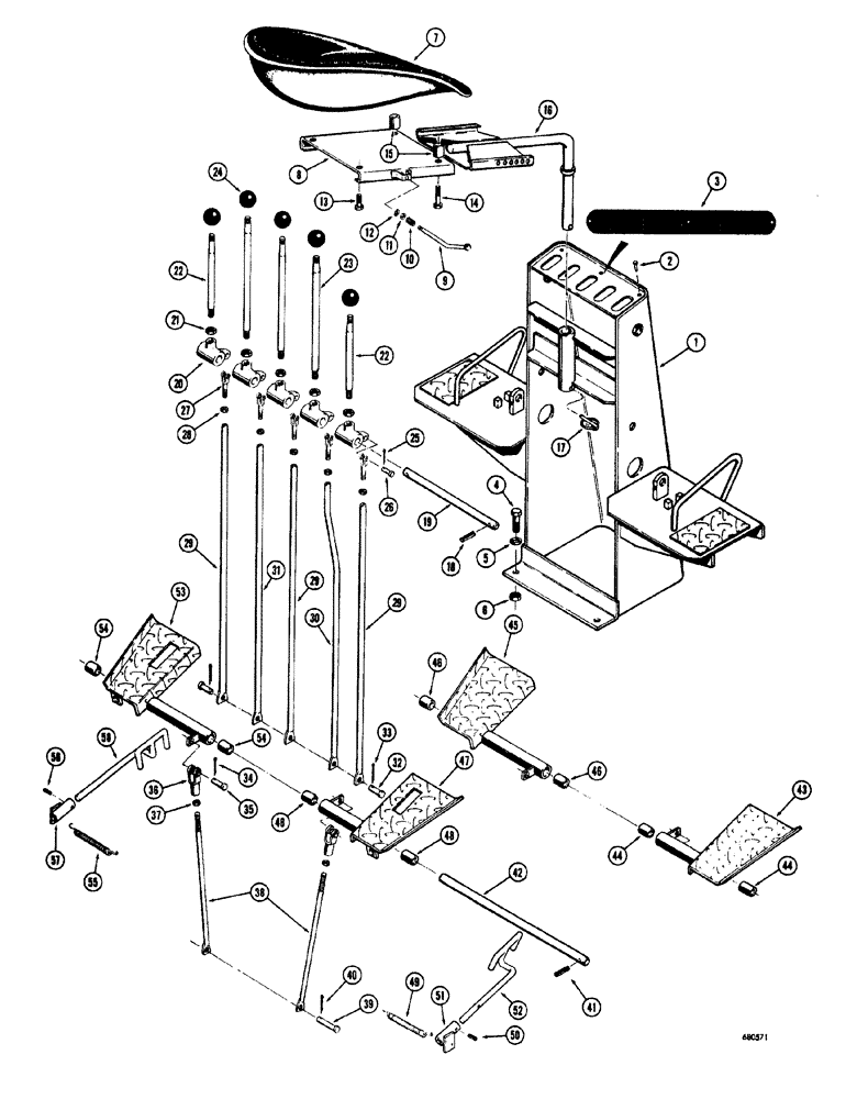 Схема запчастей Case 34 - (118) - INDIVIDUAL LEVER BACKHOE CONTROL (FOOT SWING) USED BEFORE SERIAL NO. 1022951 