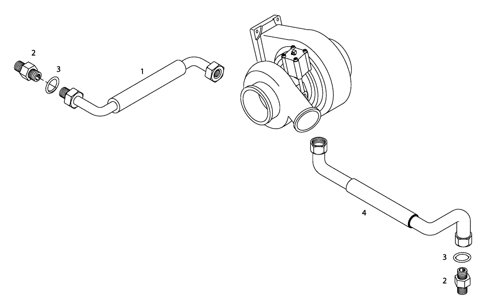 Схема запчастей Case 330B - (01A00000295[001]) - COOLING SYSTEM, TURBOCHARGER (87522851) (01) - ENGINE