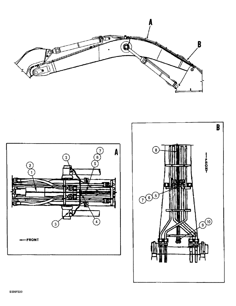 Схема запчастей Case 9060B - (9-079A) - LUBRICATION LINES FOR BOOM AND ARM CYLINDERS, P.I.N. EAC0601060 AND AFTER (09) - CHASSIS