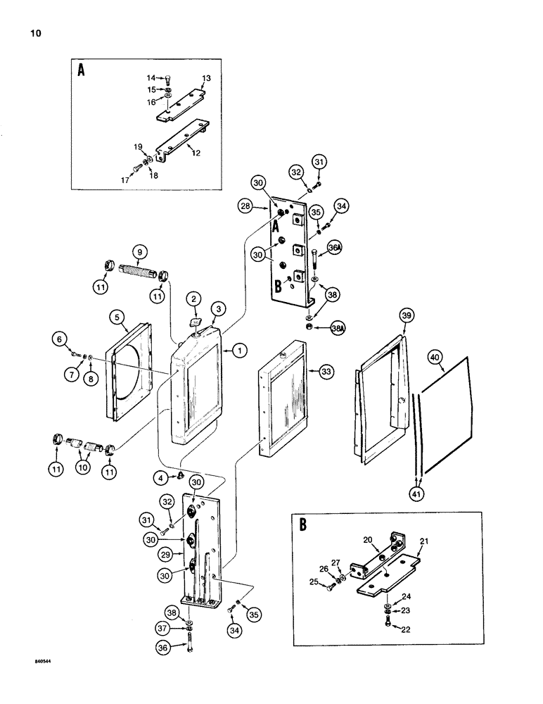 Схема запчастей Case 1080 - (010) - RADIATOR, OIL COOLER, AND HOSES, FOR CASE ENGINE (10) - ENGINE