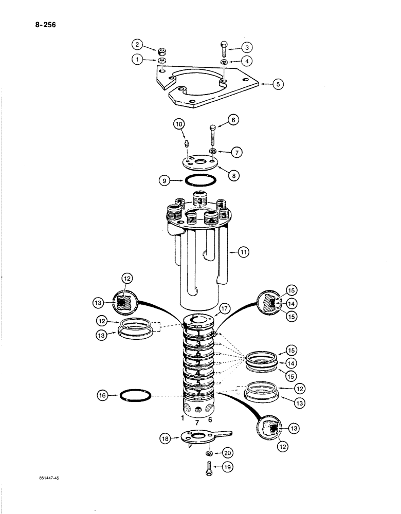 Схема запчастей Case 1080B - (8-256) - SEVEN PORT SWIVEL AND RELATED PARTS (08) - HYDRAULICS