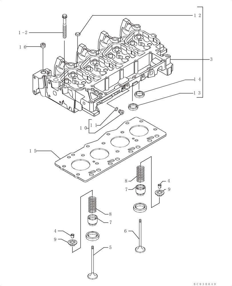 Схема запчастей Case 521D - (02-34) - CYLINDER HEAD (02) - ENGINE