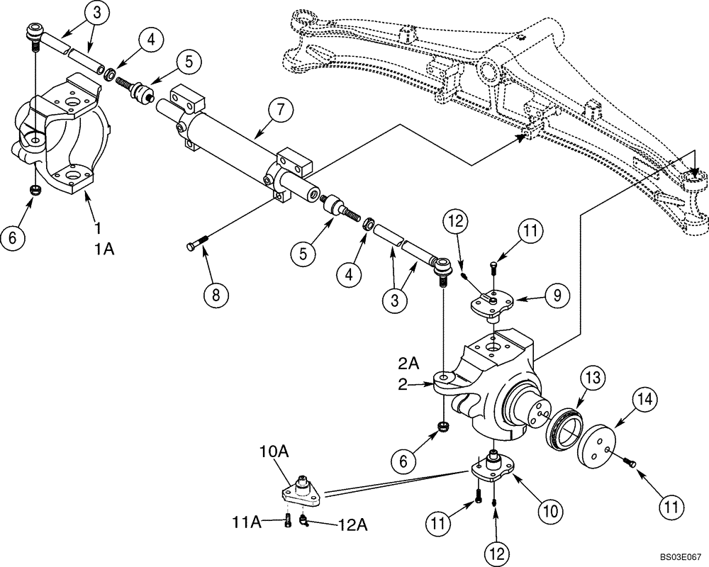 Схема запчастей Case 590SM - (05-09) - AXLE, FRONT (377979A1 / 86990837) - HOUSING, SWIVEL (IF USED) (05) - STEERING