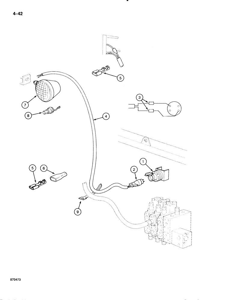 Схема запчастей Case 888 - (4-042) - BOOM CYLINDER LAMP ELECTRICAL CIRCUIT (04) - ELECTRICAL SYSTEMS