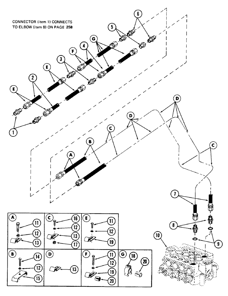 Схема запчастей Case 880 - (260) - "E" BOOM WRIST-O-TWIST HYDRAULICS, (USED ON UNITS W/S.N. 6200000 THRU 6200288) (07) - HYDRAULIC SYSTEM