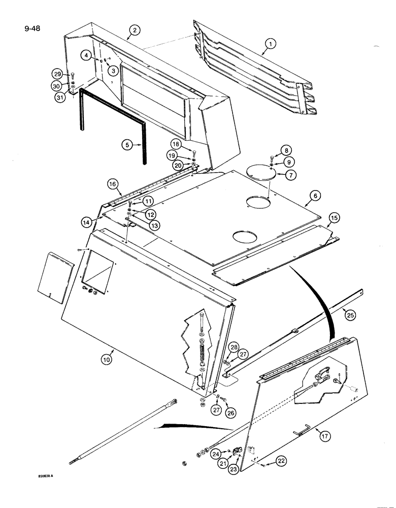 Схема запчастей Case 1085B - (9-048) - ENGINE SHROUDS (09) - CHASSIS