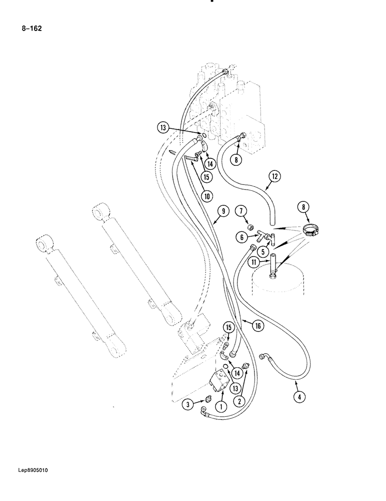 Схема запчастей Case 888 - (8-162) - BOOM CYLINDER CIRCUIT, WITH LOAD HOLDING VALVE (08) - HYDRAULICS