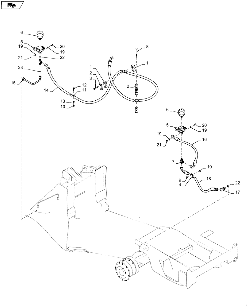 Схема запчастей Case 721F - (33.202.04) - BRAKE LINE INSTALLATION - HD AXLES (33) - BRAKES & CONTROLS