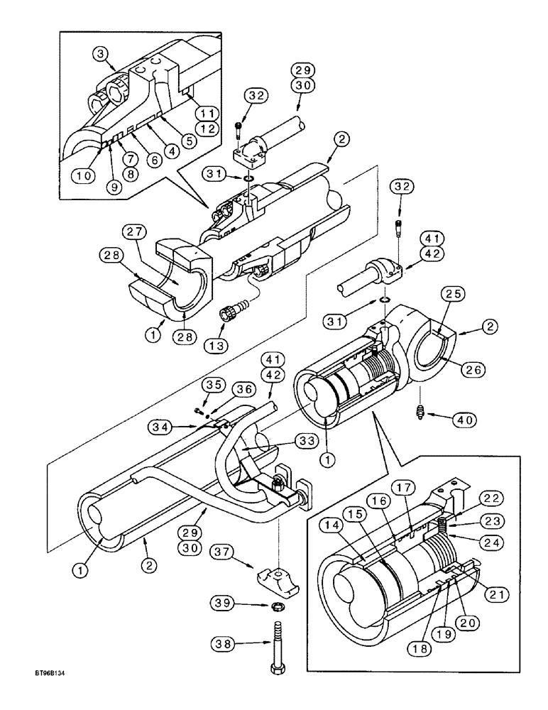 Схема запчастей Case 9060B - (8-140) - BOOM CYLINDERS (08) - HYDRAULICS