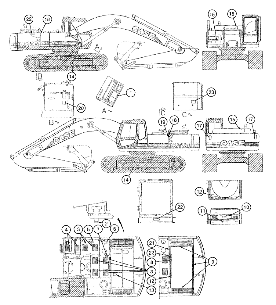 Схема запчастей Case 9050B - (9-140) - DECALS, ENGLISH LANGUAGE, WARNING, DANGER AND MISCELLANEOUS (09) - CHASSIS/ATTACHMENTS