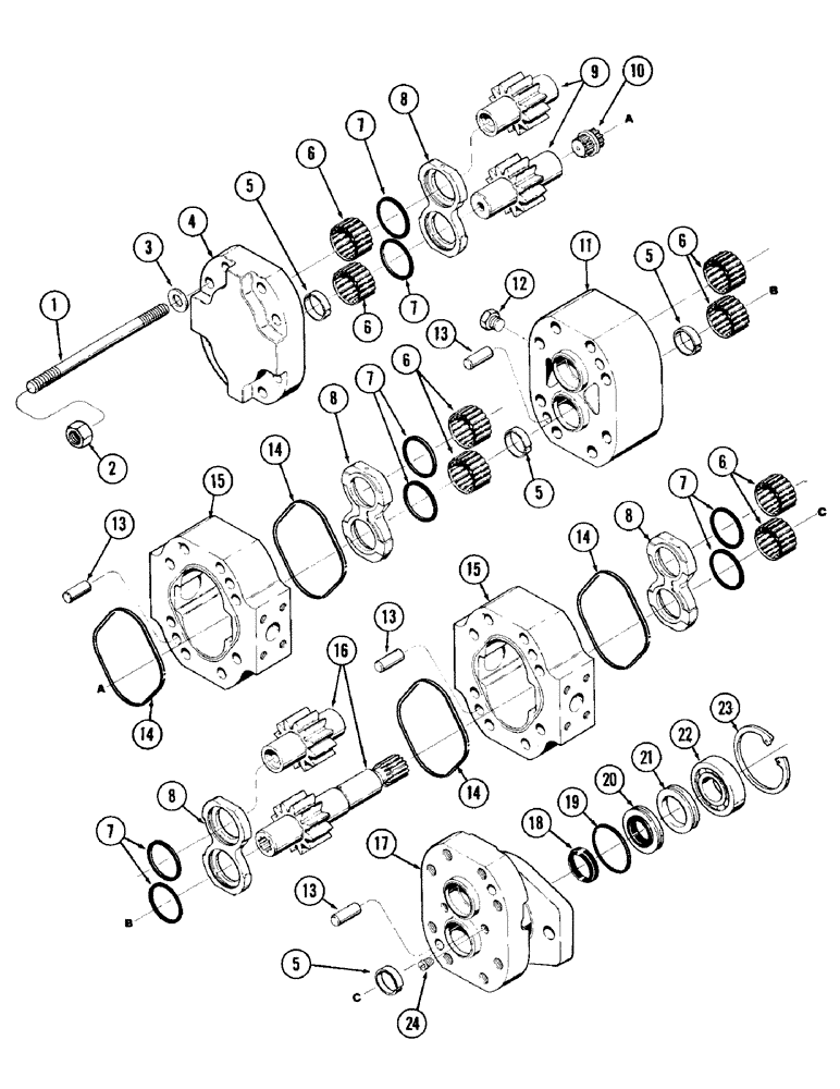 Схема запчастей Case 980 - (149C) - MAIN HYDRAULIC PUMP (07) - HYDRAULIC SYSTEM