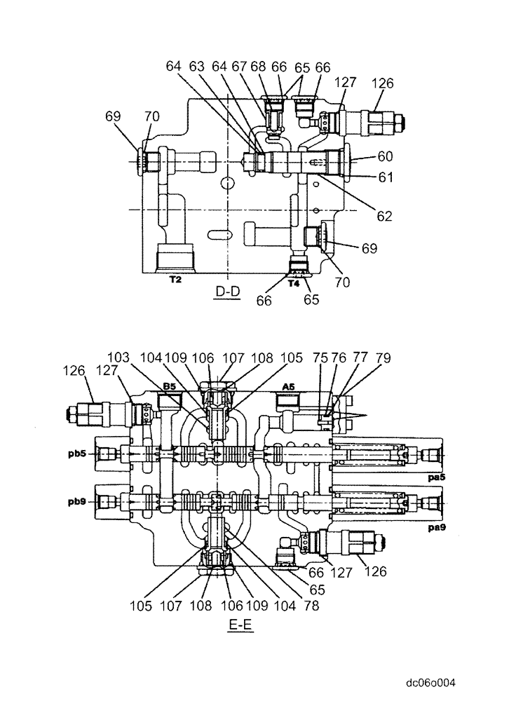 Схема запчастей Case CX80 - (08-72) - CONTROL VALVE (KAJ5076) 4 OF 8 (08) - HYDRAULICS