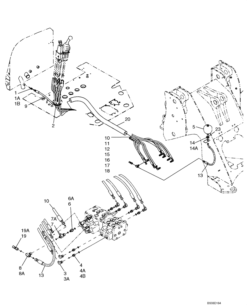 Схема запчастей Case 621D - (08-19A) - HYDRAULICS - LOADER CONTROL, REMOTE - IF USED (08) - HYDRAULICS