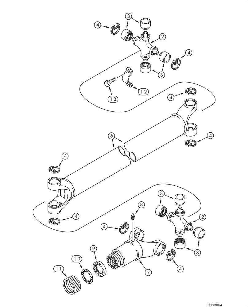 Схема запчастей Case 580M - (06-09) - DRIVE SHAFT, FRONT AXLE (06) - POWER TRAIN