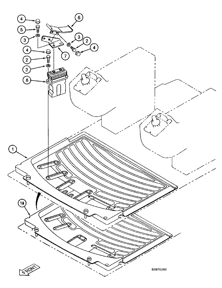 Схема запчастей Case 9040B - (9-064) - AUXILIARY HYDRAULIC CONTROLS, PEDAL AND FLOOR MAT, STANDARD MODELS ONLY (09) - CHASSIS