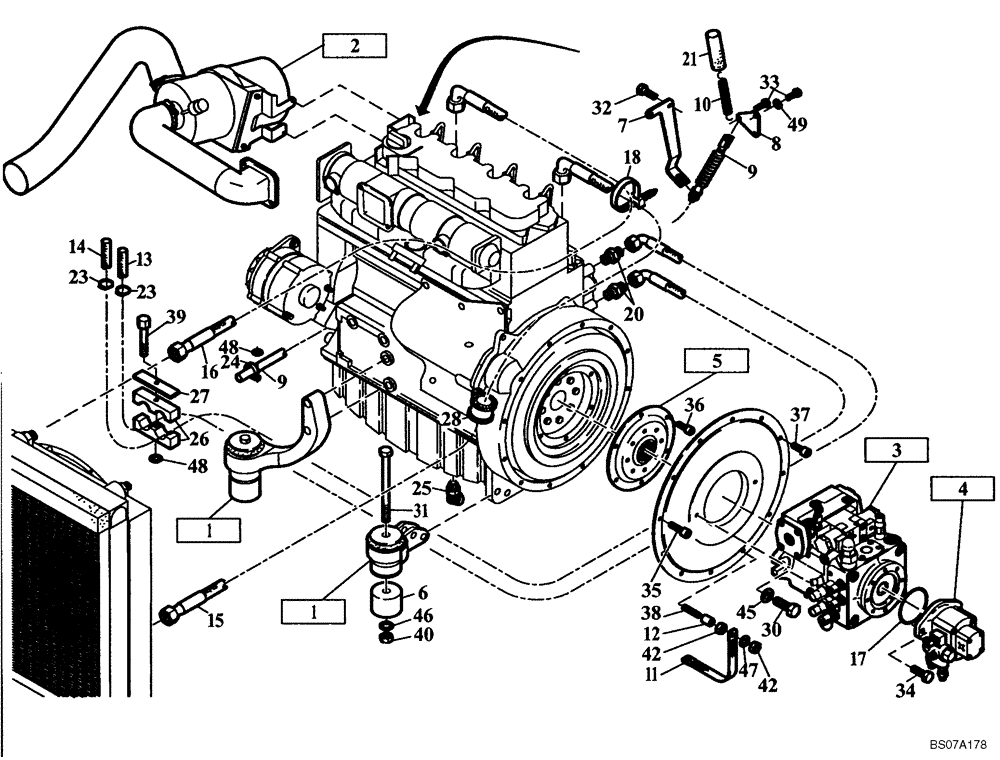 Схема запчастей Case 221D - (13.011[2987277002]) - MOTOR MOUNTING PARTS STANDARD (10) - ENGINE