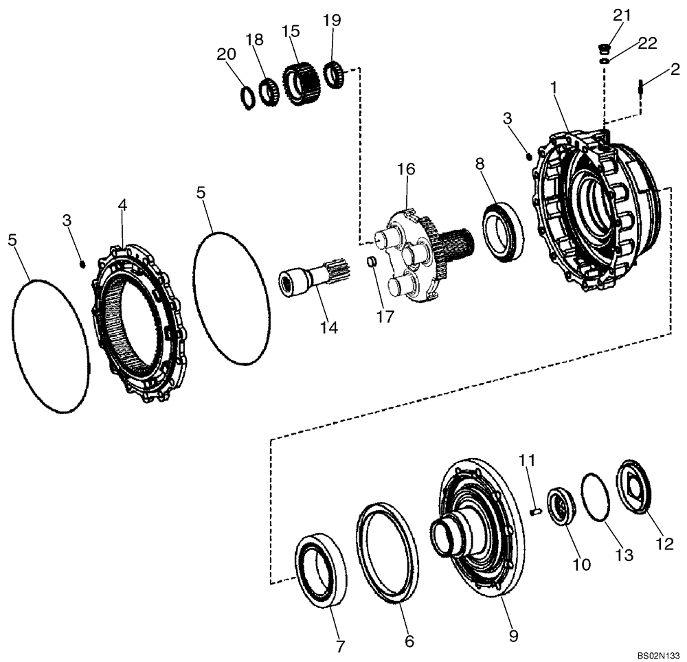 Схема запчастей Case 521D - (06-24E) - AXLE, REAR - HUB, PLANETARY (06) - POWER TRAIN