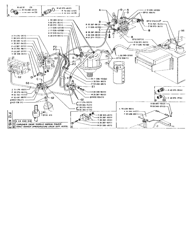 Схема запчастей Case 90BCL - (204) - IMPACT HAMMER UPPERSTRUCTURE CIRCUIT SUPP. ACCESS. (07) - HYDRAULIC SYSTEM