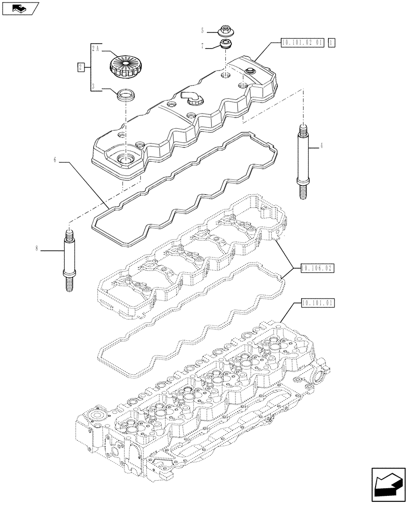 Схема запчастей Case F4DFE6132 A002 - (10.101.02) - CYLINDER HEAD COVERS (2857091) (10) - ENGINE