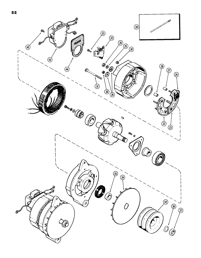 Схема запчастей Case 980B - (052) - R36587 ALTERNATOR, (USED ON UNITS WITH PIN 6204051 AND AFTER) (06) - ELECTRICAL SYSTEMS