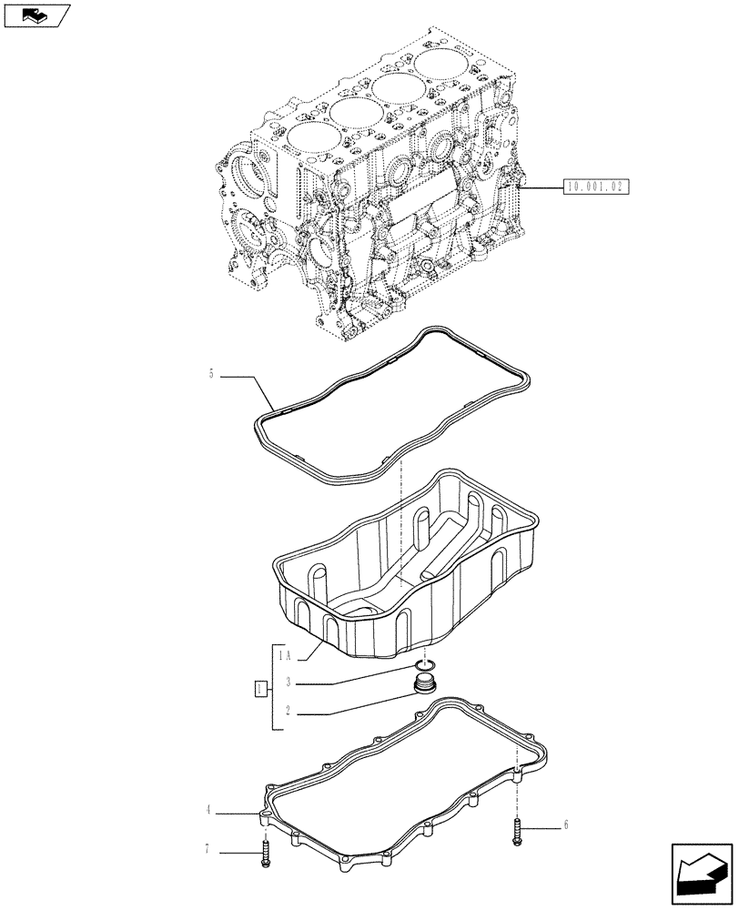 Схема запчастей Case F5HFL413B A002 - (10.102.01) - OIL SUMP & RELATED PARTS (504387314) (10) - ENGINE