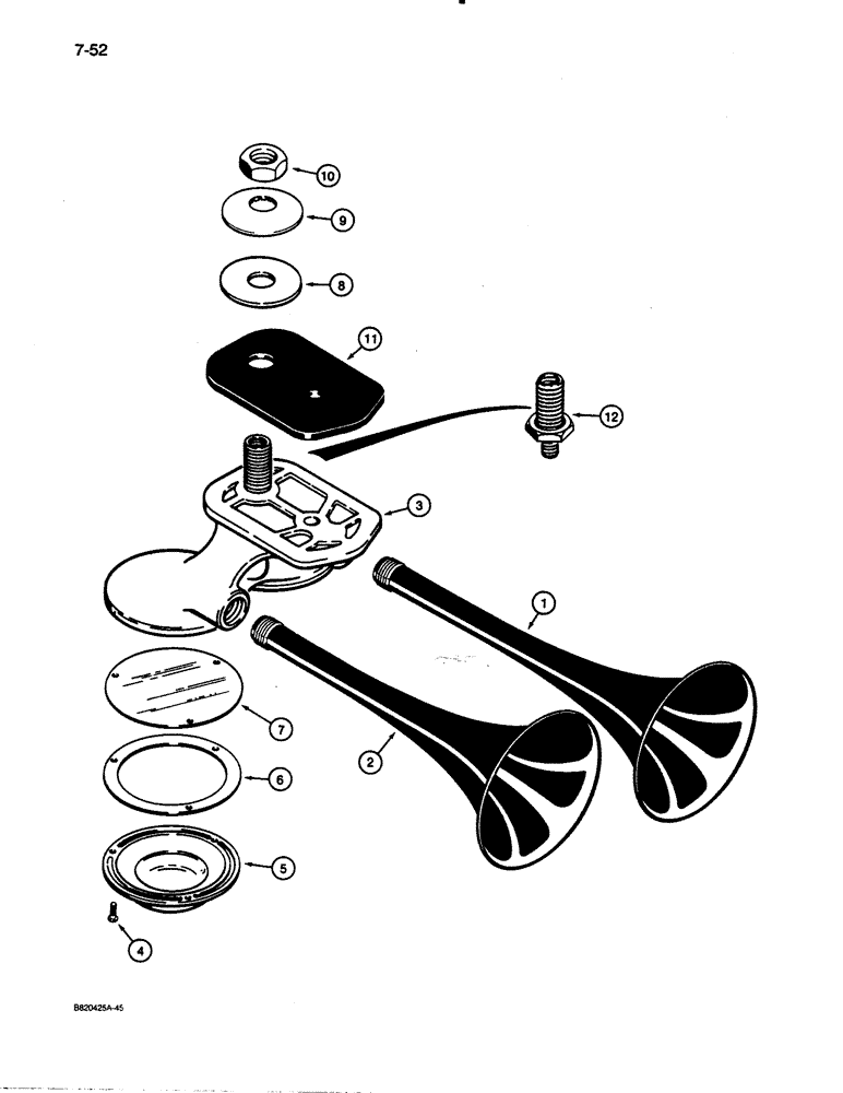 Схема запчастей Case W30 - (7-52) - L76560 HORN (07) - BRAKES