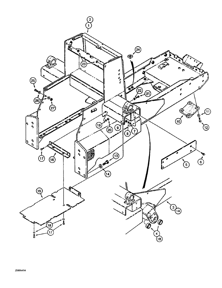 Схема запчастей Case 1155E - (9-034) - MAIN FRAME, HYDRAULIC GUARDS, AND PULL HOOK, DOZER AND DRAWBAR MODELS (09) - CHASSIS/ATTACHMENTS