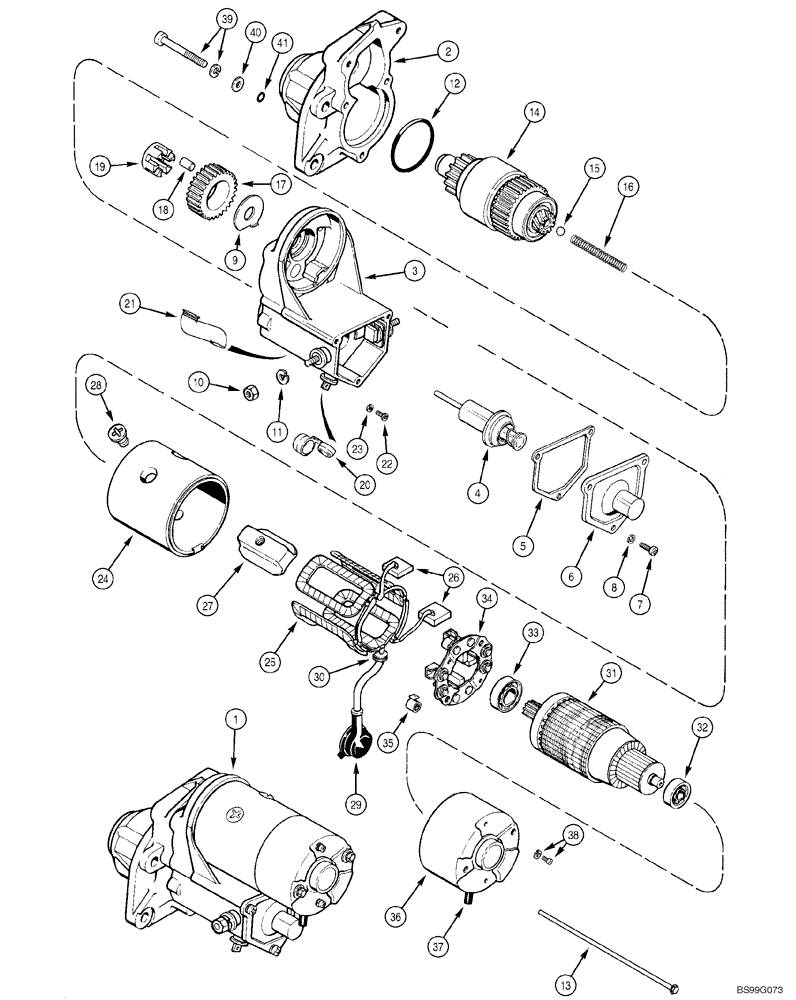 Схема запчастей Case 1150H_IND - (04-01) - STARTER ASSY (04) - ELECTRICAL SYSTEMS