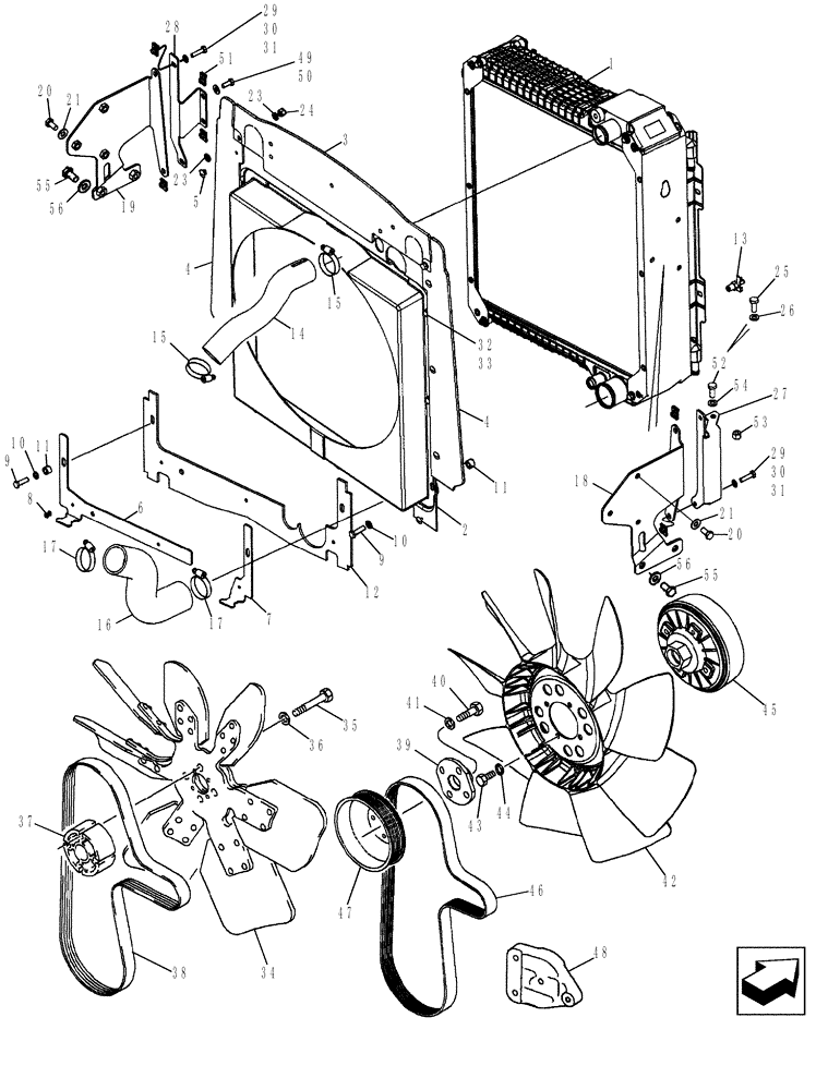 Схема запчастей Case 580SM - (10.406.04) - RADIATOR - MOUNTING (10) - ENGINE