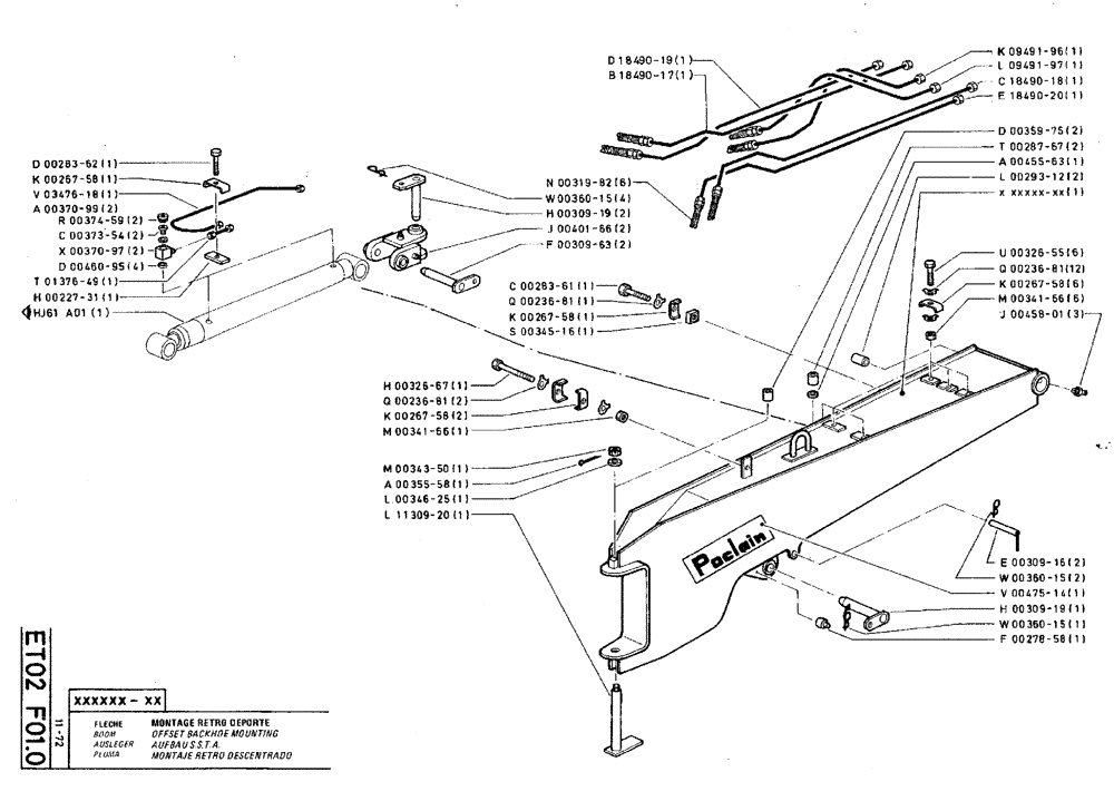 Схема запчастей Case TY45 - (ET02 F01.0) - BOOM - OFFSET BACKHOE MOUNTING (09) - BOOMS