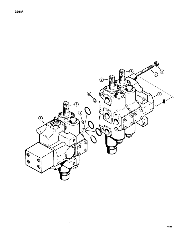 Схема запчастей Case 1450 - (305A) - R34696 3 SPOOL VALVE, LOADER WITH RIPPER OR 4-IN-1 BUCKET (08) - HYDRAULICS